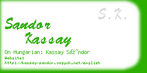 sandor kassay business card